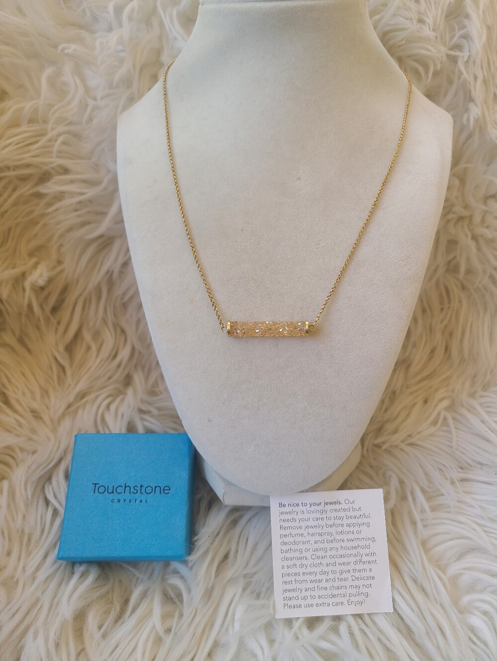 Touchstone Crystal by Swarovski Golden Pipette Necklace- Great Condition
